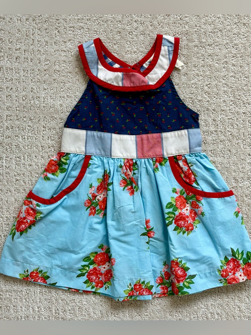 Matilda Jane Girls' 2T Floral Pocket Dress in Light Blue and Navy